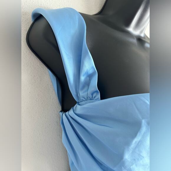 NWOT Beginning Boutique Sky Blue Satin Maxi Dress | US 6 AU 10 - Picture 3 of 6